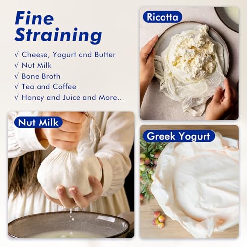 6 PCS Reusable Cheesecloth, Grade 100, 20x20 Inch Hemmed Cheese Cloth for Straining Craft, 100% Cotton Unbleached Cloth Strainer for Cooking, Baking, Juicing, Cheese Making (40×50 Threads) - size: 6 Pieces-20x20inch