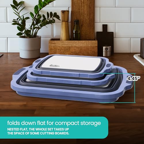 Modern Innovations Collapsible BBQ Prep Tubs, 3 Pack, Blue, Locking Lids | BBQ Marinating Tubs, Cutting Board Lids, Drain Spouts, Small Medium Large, Collapsible, Camping, Tailgating - color: Blue
