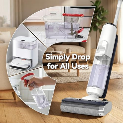 Floor Cleaning Tablets Kit Compatible with Tineco Cleaning Solution, 200 Count Lavender Scent Multi-Surface Floor Cleaner Tablets with 250ml Mixing Bottle, for All Robot Vacuum Mop Hardwood Tile