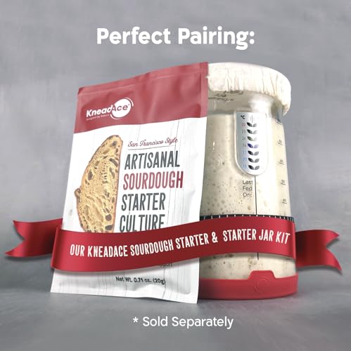 KNEADACE Pro Sourdough Bread Starter Kit - 34 oz Large Capacity Sourdough Starter Jar with 5 unique features for the perfect sour dough bread & sourdough starter kit - sourdough supplies (KA06) - size: 1 Set