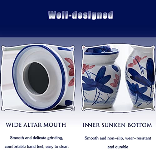 Fermentation Crock Jar Classical Painted Ink Style Lotus Pickle Jar, Chinese Traditional Water Seal Kimchi Jar With Cover, Pickled Cabbage, Radish, Kombuch (Color : Blue+white, Size : 1.75kg) - size: 1.75kg