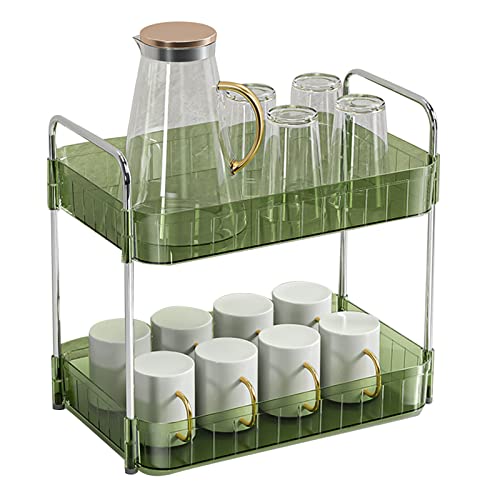 Haofy Plastic Cup Drying Rack Elevated with Drain Tray for Kitchen Sink Small Apartments RV - Mug Organizer Holds 8 Cups Stable Base Space Saving Multipurpose 1 Pack (Double Layer Green) - color: Double Layer Green