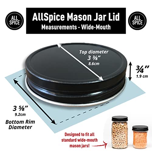 AllSpice Rust-Proof Wide Mouth Aluminum Metal Mason Jar Lids Leak-Proof 12-Pack (Black) - color: Black, size: Wide Mouth