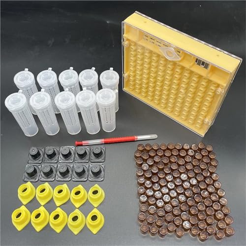 Bee Rearing Kit 1SET Apiculture Kit Queen Bee Rearing Plastic Graft Larva Pen Hair Roller Cage Cell Protection Beekeeping Tool Supplies for Beginners and Bee Keeper
