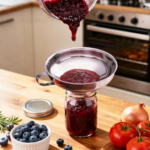 Canning Funnel with Strainer, Wide Mouth Funnels for Filling Wide and Regular Mason Jars Three-piece Set, Food Grade Stainless Steel Canning Supplies for Kitchen Use (Golden) - color: golden
