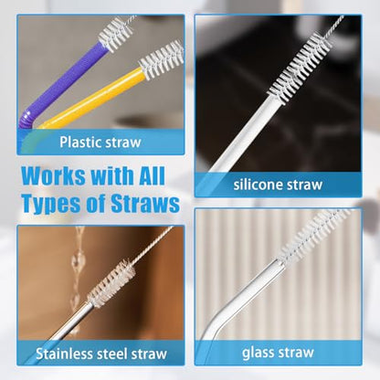 7Pcs 3-in-1 Cup Lid Gap Cleaning Brush & Straw Brush Set, Reusable Metal Straw Cleaner Brush, Multifunctional Cleaning Kit for Various Cup Lids