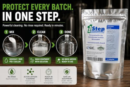 One Step No Rinse Cleanser (1 lb) Homebrew Cleaner in Foil Pouch