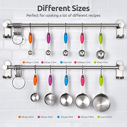 Measuring Cups : U-Taste 18/8 Stainless Steel Measuring Cups and Spoons Set of 10 Piece, Upgraded Thickness Handle (Multicolors) - color: Multicolors
