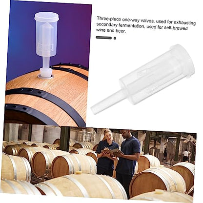 2Pcs Plastic One Way Brewed Wine Exhaust Valves Three Piece Check Valves for Wine Bottles Transparent Supplies for Home Brewing and Wine Preservation