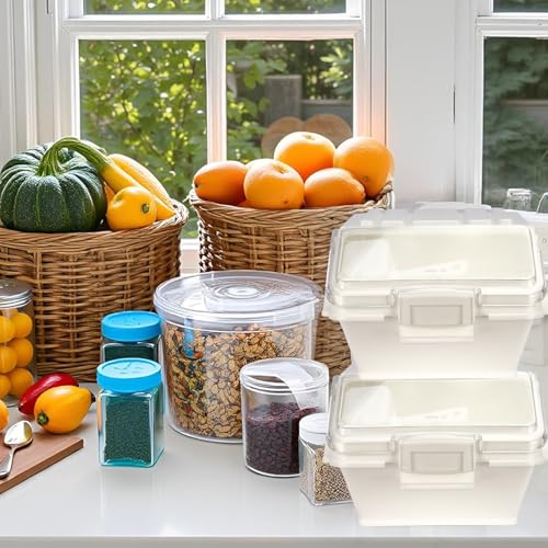 Flour Bin, 10 lb Stackable Kitchen Ingredient Storage Container with Lid - Food Pantry Organizer for Flour, Sugar, Rice, Baking,Dog Food Supplies (10lb) - size: 10lb