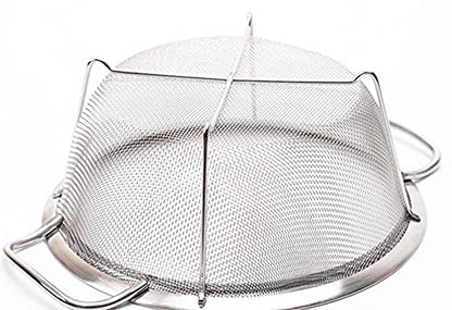 AJIODA Stainless Steel Mesh Colander Strainer Basket, 4 Quart Fine Mesh Net Colander with Heavy Duty Handles & Wide Rim & Resting Feet for Strain, Drain, Rinse, Fry, Steam or Cook Vegetables & Pasta - size: 4 Quart