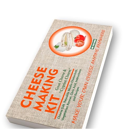 MOZZARELLA & RICOTTA 4 Cheeses Making Kit Goat Cheese, Halloumi Cheese, Mozzarella Cheese, Ricotta Cheese Great Gift for All Occasions, Red