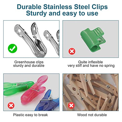 40 PCS Garden Clips, Heavy Duty Stainless Steel Greenhouse Clamps, Greenhouse Clips for Netting, Have a Strong Grip to Hold Down The Shade Cloth or Plant Cover on Garden Hoops or Greenhouse Hoops - style: 2inch-40pcs