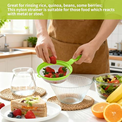 Luckyiren Kefir Strainer Set, 2-Size Plastic Non-Metal Sieve with Fine Mesh for Kefir Grains, Milk Kefir, Water Kefir & Kombucha - Durable, Food Grade & Easy Clean, Green - color: Green