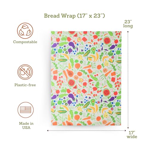 Bee's Wrap Beeswax Wraps for Bread - Beeswax Bread Wrap for Sourdough & Bread Storage - Plastic Free Made in USA Reusable Natural Food Wrap - Garden Party - color: Garden Party