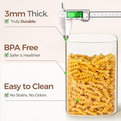 ComSaf 1.2 Gallon Wide Mouth Flour Sugar Storage Containers 2 Pcs, 4.6 Qt Glass Storage Containers with Lids, Large Pantry Glass Jar with Lid, Big Jars for Rice, Flour, Sugar, Cereal, Cookie, Coffee - color: 4.6Qt-Square-2Pack