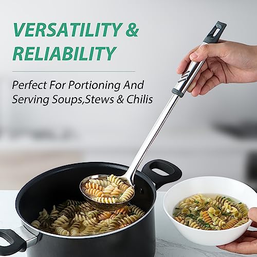 Soup Ladle, 13.9 inch Large Ladles Serving Spoons, 4 oz Stainless Steel Ladle with Heat-proof Handle, Comfortable Grip Design, Durable Construction, Silver - size: 4 oz Soup Ladle