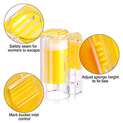 Outus 6 Pieces Queen Bee Clip Catcher Cage Set Include 5 Plastic Bee Queen Clips 1 Transparent Marking Cage Bottle for Beekeeping Catching Tool Hive Management Kit