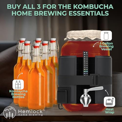 Hemlock Home Brewing Kombucha Heating Wrap - Fermentation Heater Mat Pad with Temperature Control