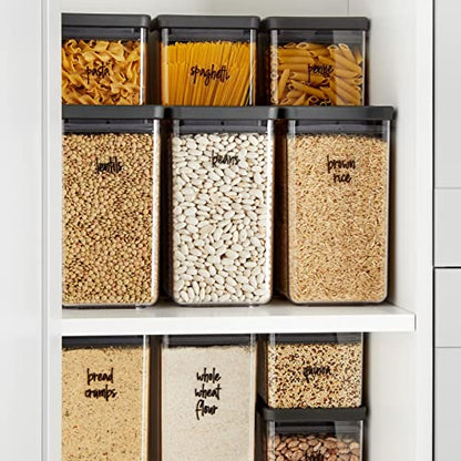 Talented Kitchen Pantry Labels for Containers - 375 PC Clear Vinyl Black Script - Peel & Stick Food Container Labels & Kitchen Pantry Organization Stickers - color: Black Text on Clear Backing