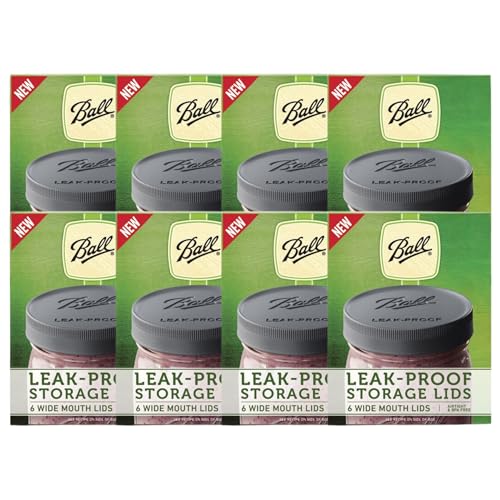 Ball Mason Jar Leak-Proof Lids, Wide Mouth, 6 CT (Pack of 8) - color: Wide, size: 6 Count (Pack of 8)