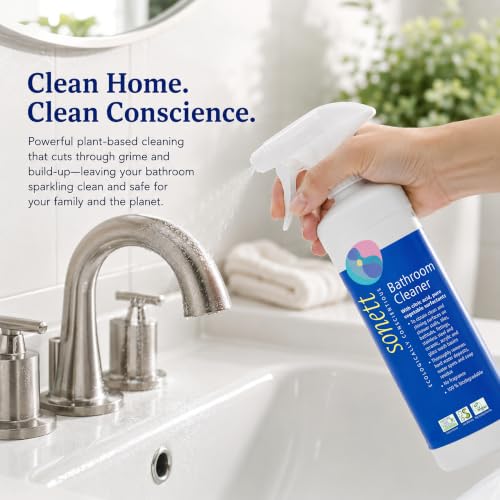 Sonett Organic Bathroom & Shower Cleaner Spray Removes lime scale deposits in hard-to-reach places and cleans fittings, stainless steel, floor tiles and shower walls (17 fl. oz. Pack of 6)