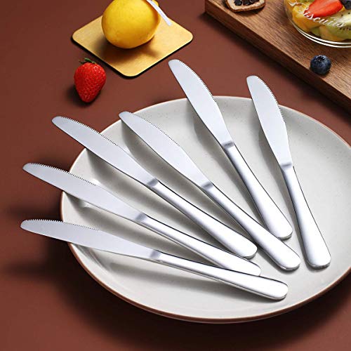 Berglander Dinner Knives Set Of 6, Stainless Steel Shiny Mirror Dinner Knife, Butter Knife Spreader Table Knives Sturdy And Dishwasher Safe - color: A. 6 pieces