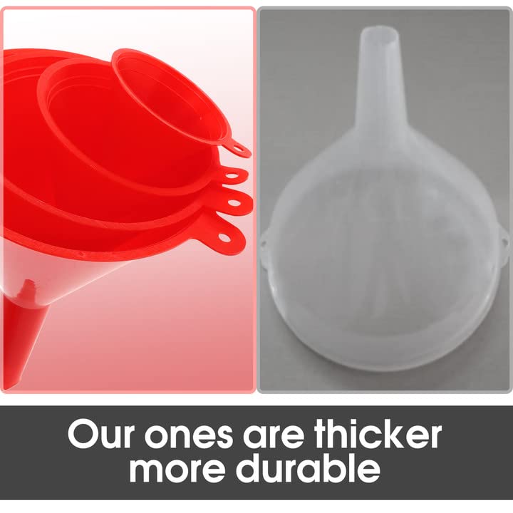 Oil Funnel Plastic Gas Funnels Set Small Funnel Kit for Car Kitchen Use for Filling Bottles Jars Containers and Fluids Mini Small Large(4)