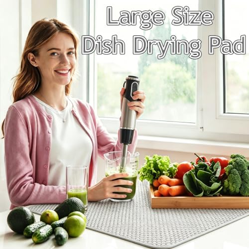 2 Pack Microfiber Dish Drying Mat,30*24 inch Absorbent Dish Drainer Kitchen Counter,Large Size Dish Drying Pad for Countertops,Sinks,Draining Racks(Gray) - size: 2PCS 30×24 inch