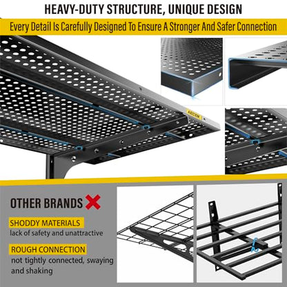Aecxm 2-Pack 2 Tier 1.3x3ft Garage Shelving Wall Mounted, 500lbs Load Capacity，15.6x36inch per Shelf Height Cassette Adjustable Floating Shelves, Black - color: Black, size: 4pack-1.3x3ft