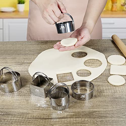 Biscuit Cutter Set for baking 2inch 2.5inch 3inch 3.5inch 4inch 5inch large size Round Cookies Cutter with Handle Professional Baking Dough Tools 6pcs set - style: 6pcs with handle(2-5in)