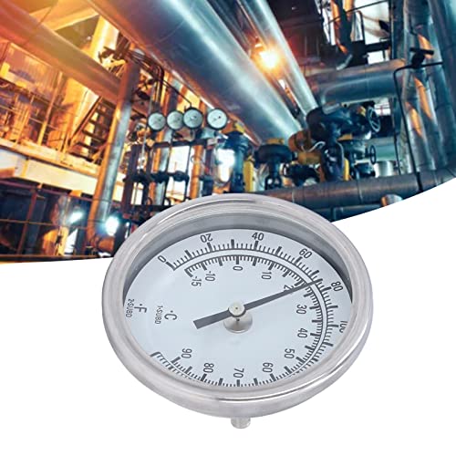 Wisecoco 3.3" Dial Stainless Steel Bimetallic Thermometer, 0-200F/-15-90C, 1% Accuracy, 1/2" NPT Back Mount