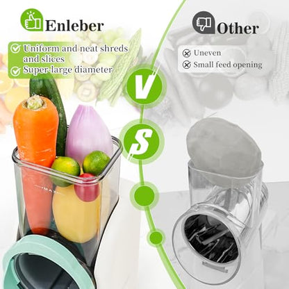 Electric Cheese Grater Salad Maker with 6 Repalce Stainless Steel Blades, Rotary Slicer One-Touch Kitchen Slicer Cheese Shredder for Vegetables, Fruits, Cheeses, Nuts Home Kitchen Use(White)- 120v - color: White