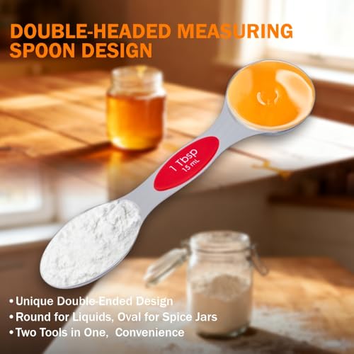 13-Piece Magnetic Measuring Spoons and Cups Set, Stainless Steel Kitchen Measure Tools with Silicone Handles, Nesting Dry and Liquid Measuring Cups for Baking Cooking (Multicolor) - color: Multicolor
