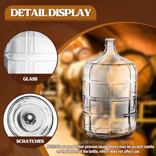 Suzile 2 Pieces 5 Gallon Glass Carboy 5 Gallon Glass Water Jug with Drilled Silicone Stoppers and Airlock Fermenting Carboy Clear Beer Wine Fermenter for Beer Wine Making Equipment - size: 5 Gallon