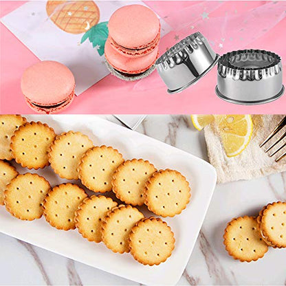 Cookie Cutters - Biscuit Cutters/Stainless Steel Dumpling Cutters/Cake Pastry Cutters/Cake Cookie Scone Cutters Molds stamps for Cooking Baking (3Pcs, Flower Edge)