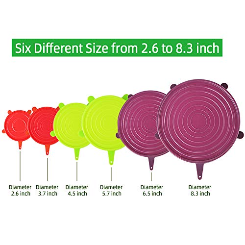 Webake Silicone Stretch Lids 12 Pack Reusable Expandable Lids (2.6" to 8.3") Fit Various Sizes of Container Tops, Bowls, Cups, Cans (Durable, Flexible) - color: Multicolor