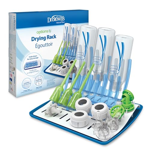Dr. Brown's Folding Baby Bottle Drying Rack for Easy Storage - Dry Nipples, Pacifiers and Other Baby Essentials, BPA Free - color: Folding Drying Rack