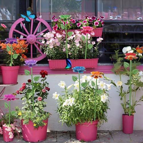 8 Pack Bee Watering Station - Flowers Butterfly Feeder, Bee Water Feeders for Outside, Metal Garden Decor, Bee Baths for Garden Yard Patio - size: New-flower 8-Pack