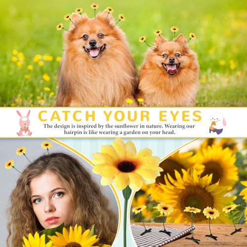 30 Pcs Bean Sprout Hair Clips Rave Mixed Style Plant Hairpins Hair Accessories for Party Irish(Sunflower) - style: Sunflower