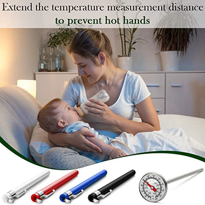 Xuhal 4 Pieces Stainless Steel Kitchen Pocket Thermometer Immediate Read 1 Inch Dial Food Thermometer with 4 Pcs Sleeves for Milk Frothing Oven Meat Cooking Probe Water Grill Coffee BBQ