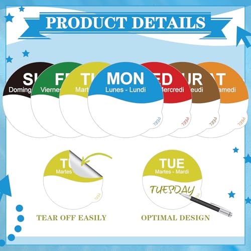 Sayglossy 7000 Pcs Day of Week Label Food Label Monday Through Sunday Management Inventory Sticker Removable Weekly Self Adhesive Date Dot Sticker for Restaurant Kitchen Container (Wave) - style: Wave