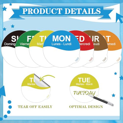 Sayglossy 7000 Pcs Day of Week Label Food Label Monday Through Sunday Management Inventory Sticker Removable Weekly Self Adhesive Date Dot Sticker for Restaurant Kitchen Container (Wave) - style: Wave