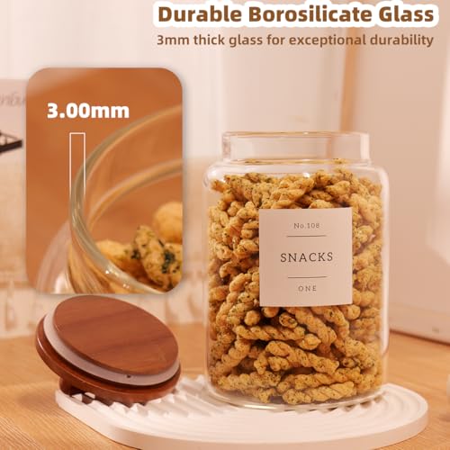 2 Pack Large Glass Flour and Sugar Containers with 132 Pantry Labels - 64 FL OZ Glass Canisters with Bamboo Airtight Lids - Farmhouse Glass Cookie Jars for Rice, Pasta, Cereal, Bath Salt - size: 64OZ- 2 Pack