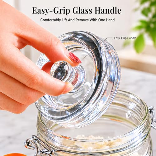 Fermentation Jars, 1.1L Fermenting Kit with Airlocks &Glass Weights, 2-Pack | Wide-Mouth Jars with Self-Burping Airlocks and Glass Weights for Sauerkraut, Kimchi, Pickles and Other Ferments - size: 1.1 Liter