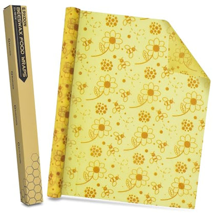 Reusable Beeswax Food Wraps, 13x39 Inch Eco-Friendly Beeswax Wraps for Bread Sustainable Food Storage Wraps Beeswax Paper Roll for Sandwich, Cheese - size: Flower