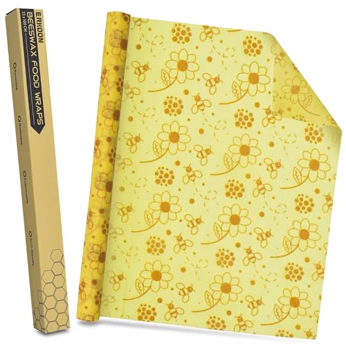 Reusable Beeswax Food Wraps, 13x39 Inch Eco-Friendly Beeswax Wraps for Bread Sustainable Food Storage Wraps Beeswax Paper Roll for Sandwich, Cheese - size: Flower