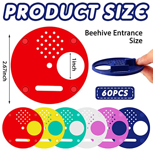 60 Pcs Plastic Bee Hive Box Entrance Gate 2.68 Inch Entrance Disc Bee Nest Door Round Beehives Vents for Swarm Traps Horizontal Hives Beekeeping Equipment Beehive Tool
