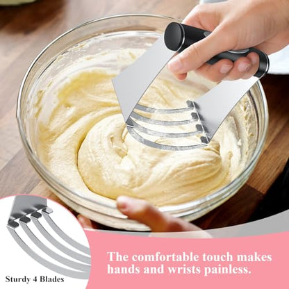 Biscuit Cutter Set, Stainless Steel Flour Sifter, Pastry Cutter, Pastry Scraper and Dough Blender, Flour Sieve for Quick Sifting Cakes and Spices, Professional Baking Dough Tools (4 Set) - size: 4 set sifter