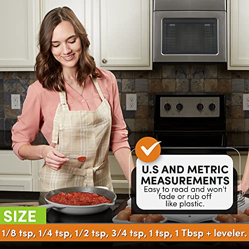 Spring Chef Stainless Steel Measuring Spoons Set of 7 with Leveler, Rectangular Metal Teaspoon & Tablespoon Measuring Spoons for Dry & Liquid Ingredients - Nesting Kitchen Gadgets For Baking & Cooking - style: Spoons - Set of 7